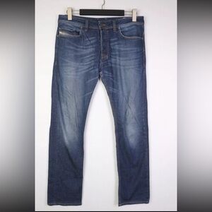 DIESEL SAFADO Wash Denim Blue Regular Slim-Straight Jeans Sz W33 L34 Button Fly